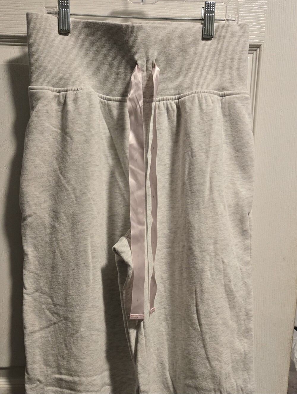 Celebrity Pink Light Gray Sleep Pants with Pale Pink Ribbon